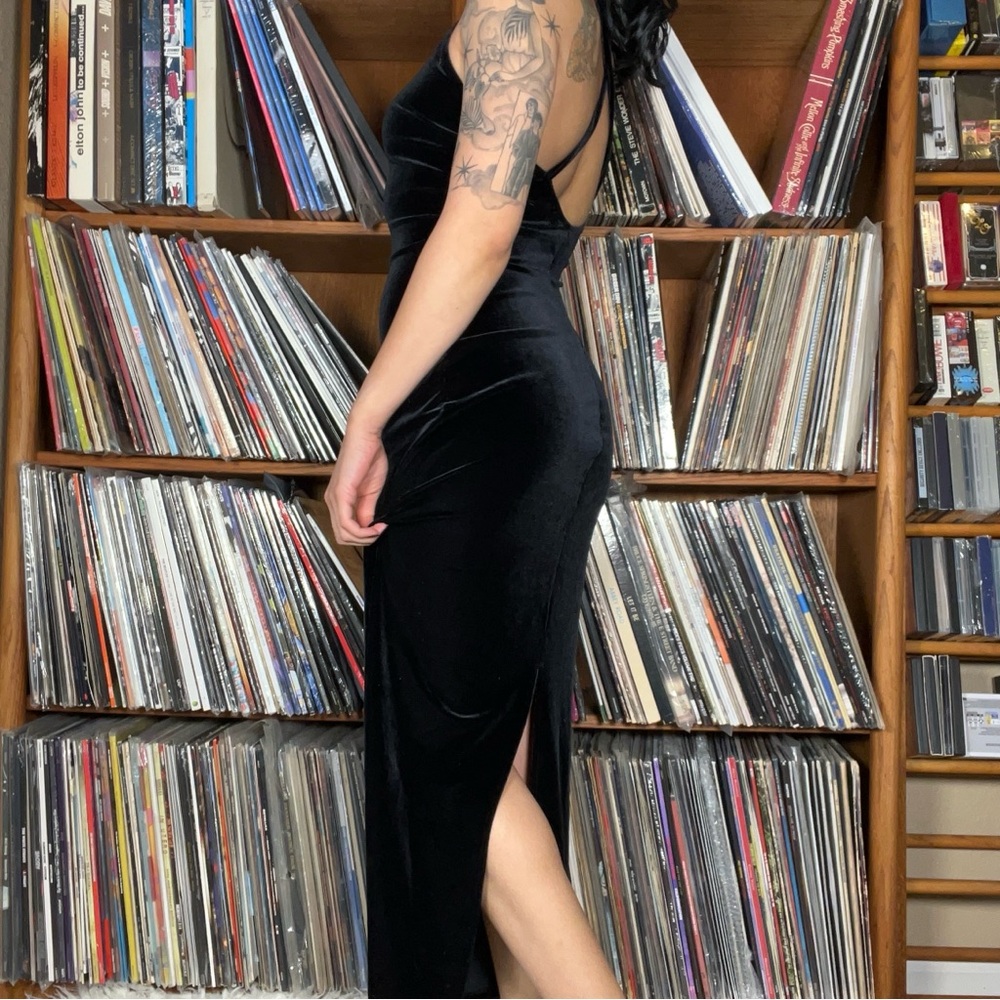 Hot Kiss Black Slit Maxi Dress
